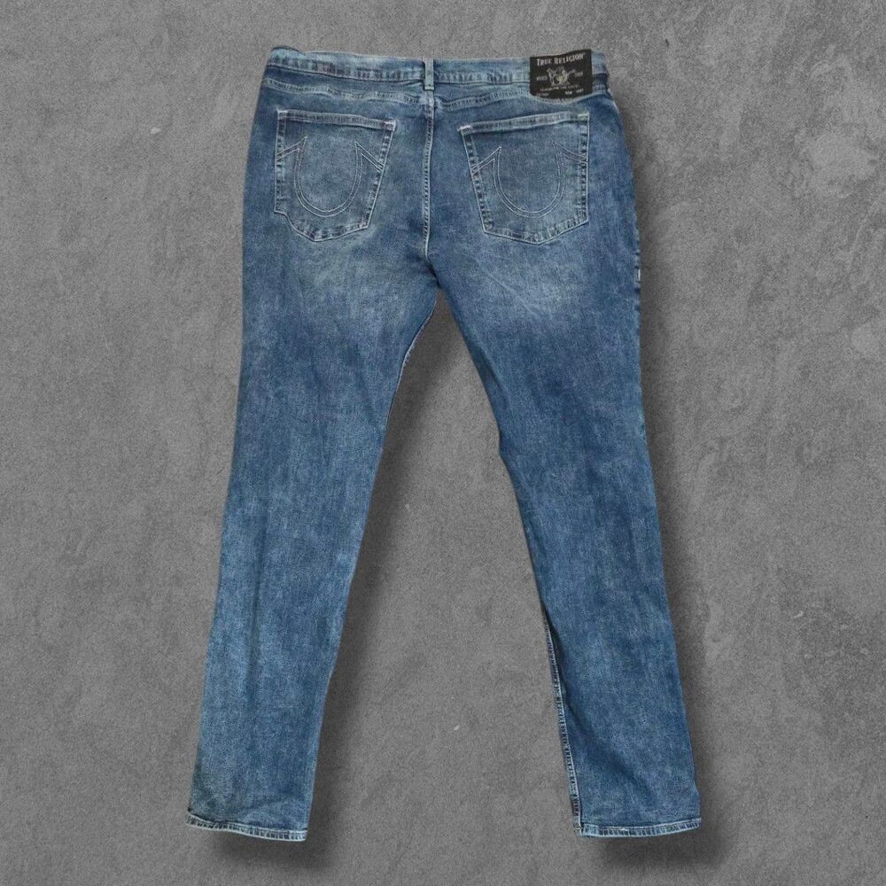 Y2K True Religion Rocco Relaxed Skinny Jeans W42 Skater Blue Medium Wash
